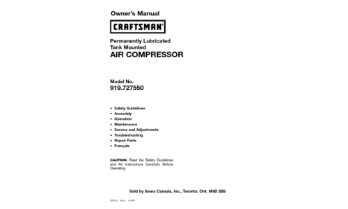 Craftsman Air Compressor 919.72755 User Manual