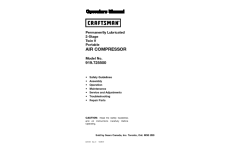 Craftsman Air Compressor 919.7255 User Manual