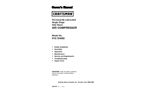 Craftsman Air Compressor 919.724582 User Manual
