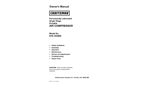 Craftsman Air Compressor 919.7243 User Manual