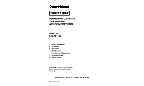 Craftsman Air Compressor 919.72412 User Manual