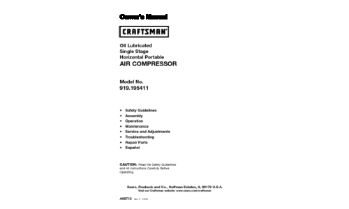 Craftsman Air Compressor 919.195411 User Manual