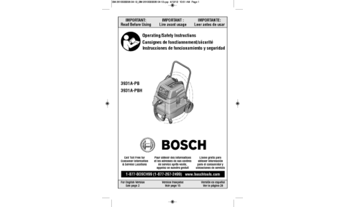 Bosch Power Tools Vacuum Cleaner 3931A-PB User Manual