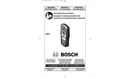 Bosch Power Tools Stud Sensor DMD4 User Manual