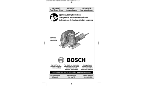 Bosch Power Tools Saw JS470E User Manual