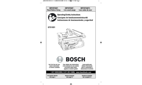 Bosch Power Tools Saw GTS1031 User Manual