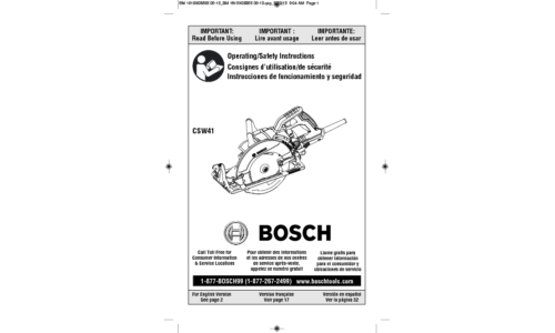 Bosch Power Tools Saw CSW41 User Manual