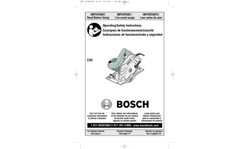 Bosch Power Tools Saw CS5 User Manual