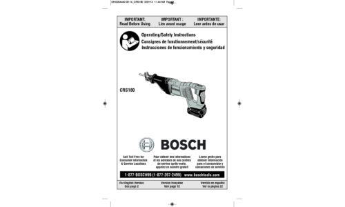 Bosch Power Tools Saw CRS180B User Manual