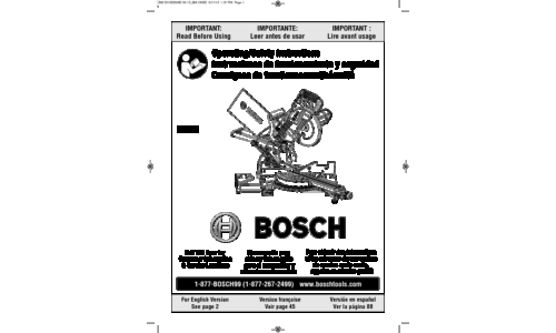 Bosch Power Tools Saw CM8S User Manual