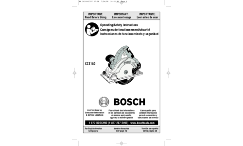 Bosch Power Tools Saw CCS180 User Manual