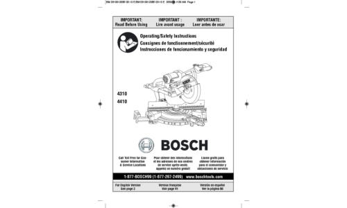 Bosch Power Tools Saw 4310 User Manual