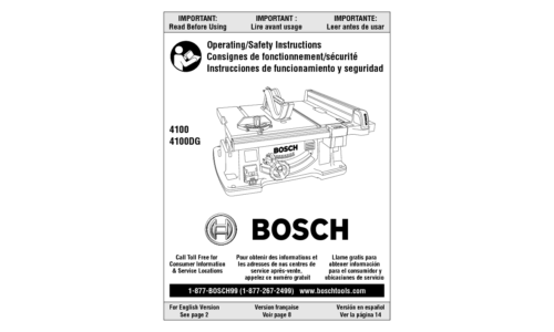 Bosch Power Tools Saw 4100 User Manual