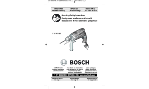 Bosch Power Tools Drill 1191VSRK User Manual