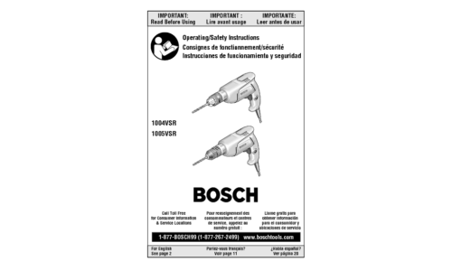 Bosch Power Tools Drill 1004VSR User Manual