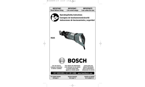 Bosch Power Tools Cordless Saw RS35 User Manual