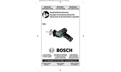 Bosch Power Tools Cordless Saw PS60-102 User Manual