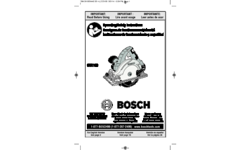 Bosch Power Tools Cordless Saw CCS180B User Manual