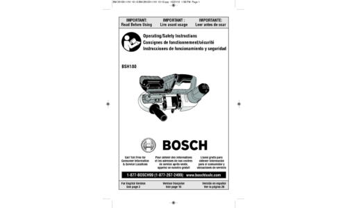 Bosch Power Tools Cordless Saw BSH180 User Manual