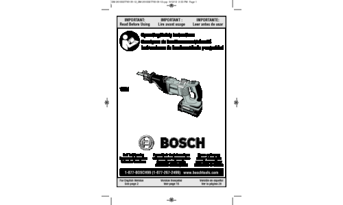 Bosch Power Tools Cordless Saw 1651B User Manual