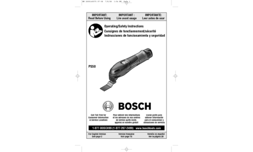 Bosch Power Tools Cordless Sander PS50 User Manual