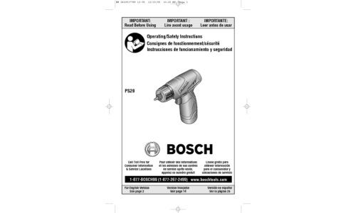 Bosch Power Tools Cordless Drill PS20-2 User Manual