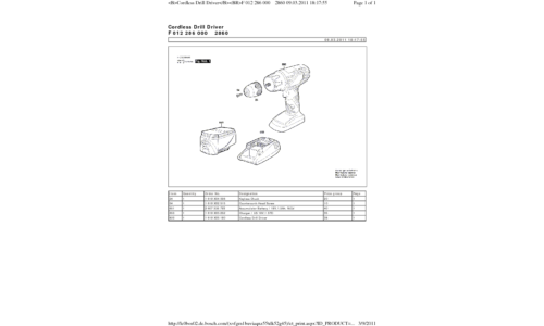 Bosch Power Tools Cordless Drill F 012 286 000 2860 User Manual