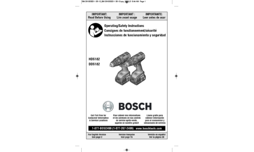Bosch Power Tools Cordless Drill DDS182-02 User Manual