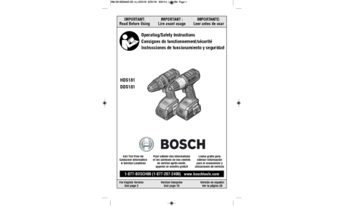 Bosch Power Tools Cordless Drill DDS181-01 User Manual