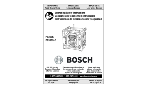 Bosch Power Tools Clock Radio PB360S User Manual