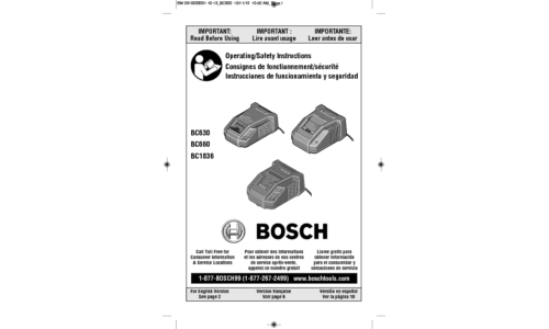 Bosch Power Tools Battery Charger BC630 User Manual