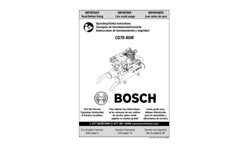 Bosch Power Tools Air Compressor CGT8-65W User Manual