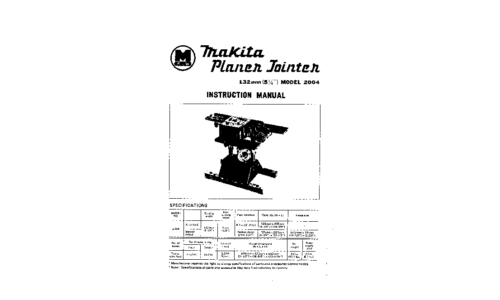 Makita 2004 Planer User Manual