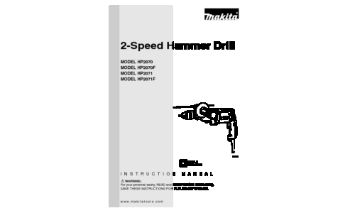 Makita 2-SPEED HAMMER 8401, HP2070F User Manual