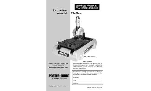 Porter-Cable 1500 User Manual