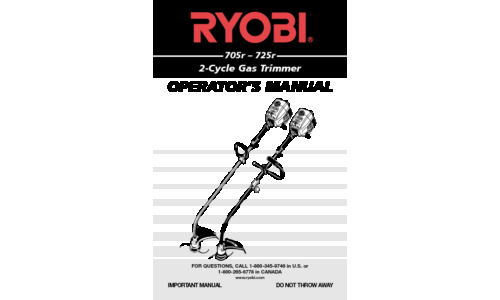 Ryobi 2-Cycle Gas 725r User Manual