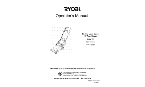 Ryobi 136 User Manual