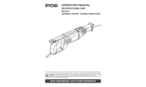 RYOBI RJ161V Reciprocating Saw Manual