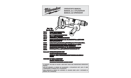 Milwaukee 1001-1 User Manual