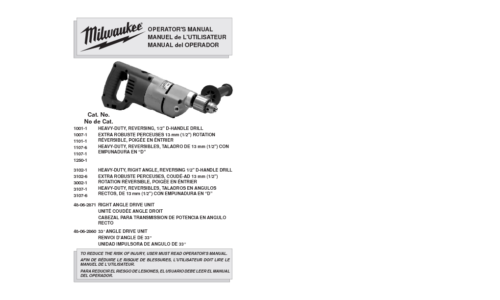 Milwaukee 1001-1 Drill User Manual
