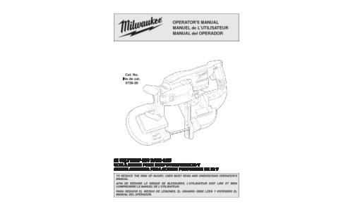 Milwaukee 0729-20 Saw User Manual
