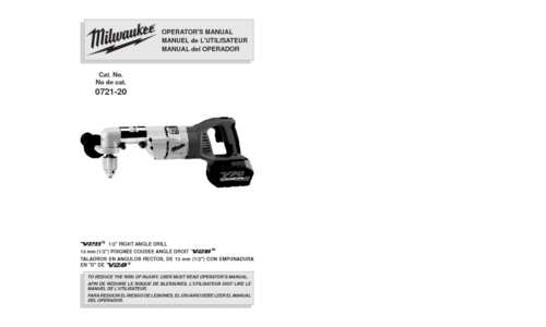 Milwaukee 0721-20 Drill User Manual