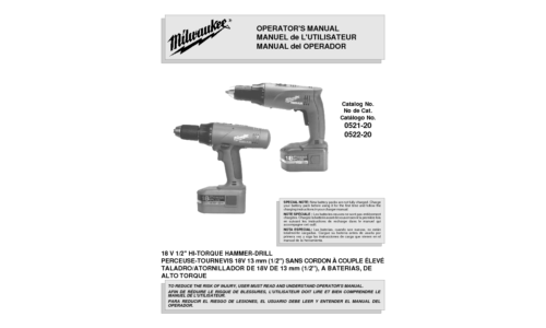 Milwaukee 0521-20 User Manual